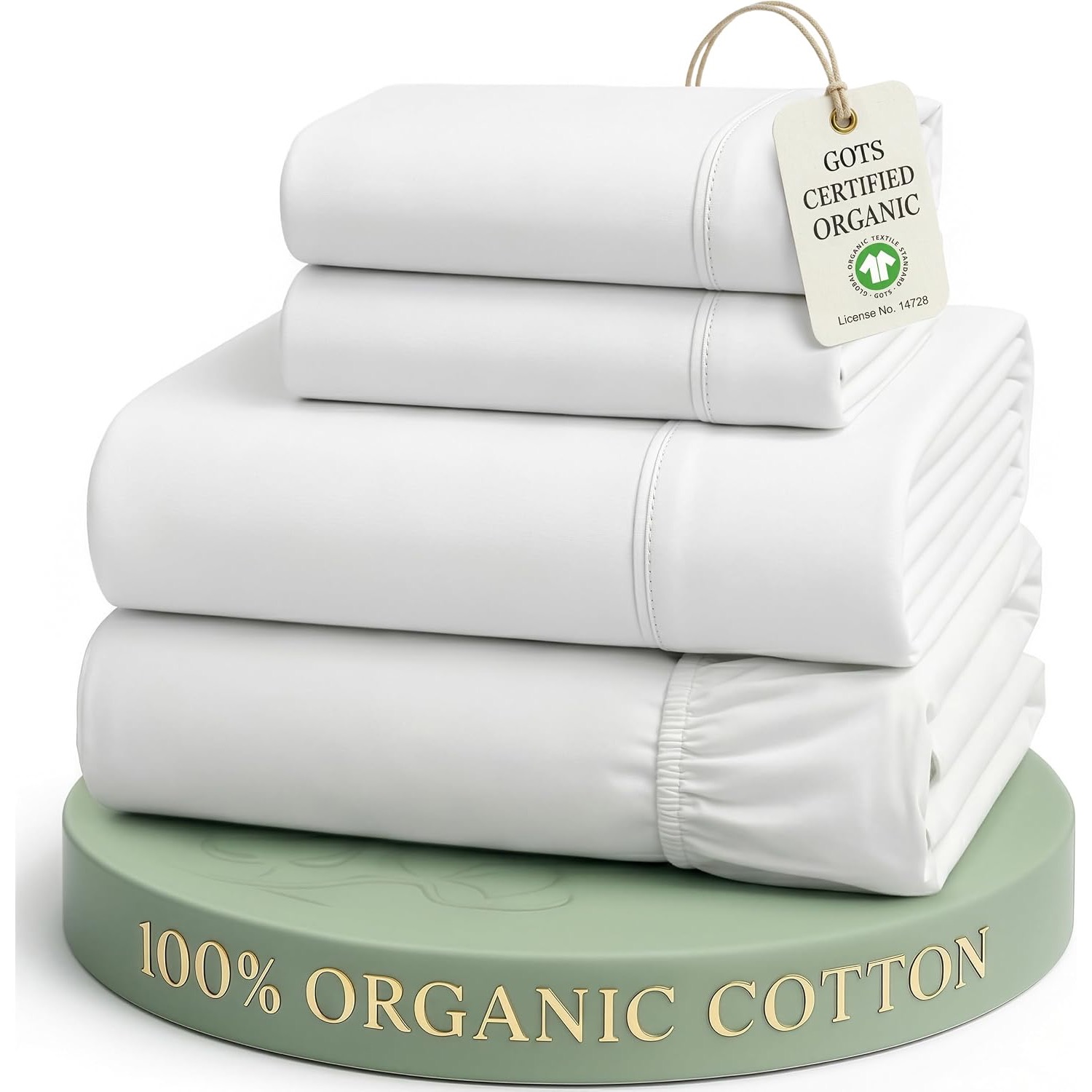 Loom & Nest 100% Organic Cotton Percale Queen Sheet Set, 4 Pieces, Cooling, White