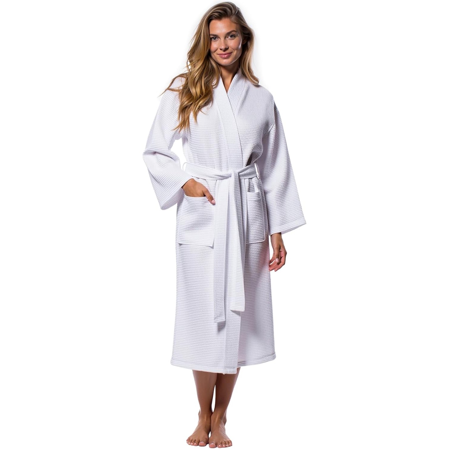 Lightweight Waffle Kimono Bathrobe for Women and Men – Soft Quick-Drying Spa & Summer Towel Robe, Cotton Blend