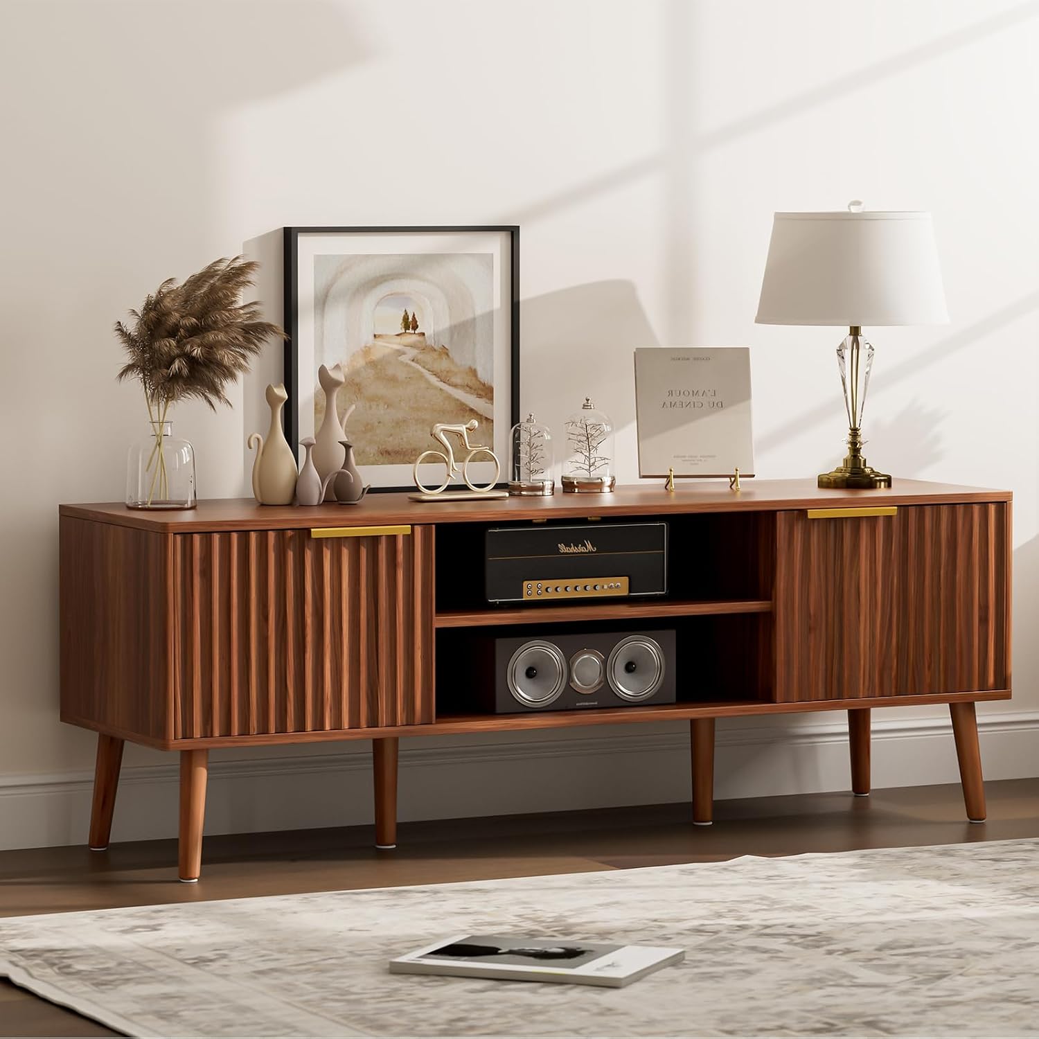 Fluted-Door TV Stand for Screens up to 65"